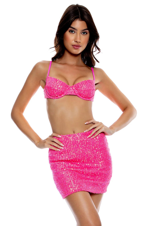 Luli Fama Chasing Stars Sequins Mini Skirt